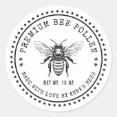 ハチミツをスケッチしたヴィンテージ花粉ラベル ラウンドシール (正面)