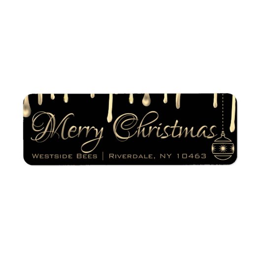 ハチミツを滴らせるメリークリスマスのアピールラベル金ゴールド ラベル (正面)