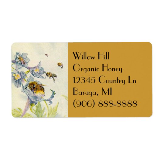 ハチミツオーガニックミツバカアサガオ花ラベル ラベル (正面)
