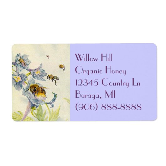 ハチミツオーガニックミツバカアサガオ花ラベル ラベル (正面)