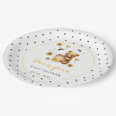 ハチミツバチテディベア水玉模様男の赤ちゃんシャワー ペーパープレート (アングル)