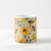 ハチミツバチハニカムフラワーパターン コーヒーマグカップ (中央)