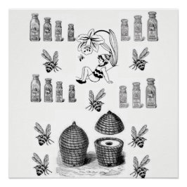 ハチミツバチホワイトブラックポスター ポスター