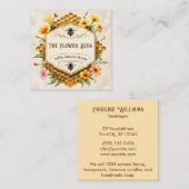 ハチミツバチミツバチの養蜂家の黄色いピンク スクエア名刺 (正面/裏面)