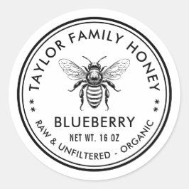 ハチミツバチ付ブルーベリー蜂蜜ラベル ラウンドシール