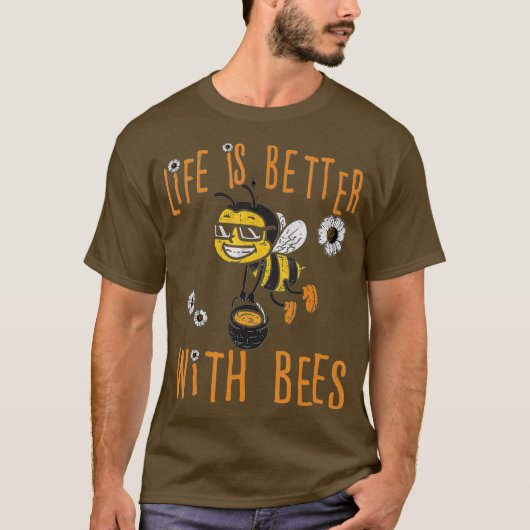 ハチミツバチ養蜂おもしろいかわいい虫農業 Tシャツ (正面)