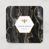 ハチミツバメの黒い瑪瑙のロゴ スクエア名刺 (正面)