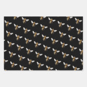 ハチミツバメ模様イエローブラック ラッピングペーパーシート (正面3)