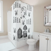 ハチミツバメ白い黒のショーカーテン シャワーカーテン (インサイチュ)