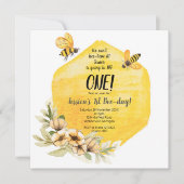 ハチミツビー第1誕生日パーティの招待状ガール 招待状 (正面)