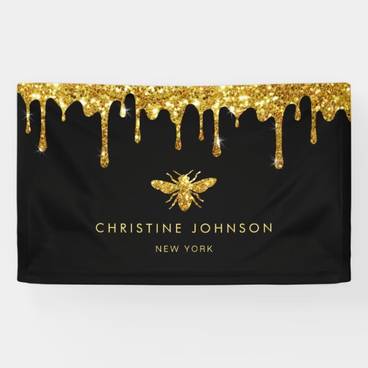 ハチミツフェイク金ゴールドグリッタービー 横断幕 (横)