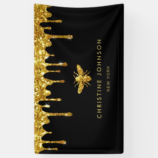 ハチミツフェイク金ゴールドグリッタービー 横断幕 (縦)