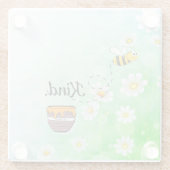 ハチミツフローラグリーン昆虫漫画文字 ガラスコースター (裏面)