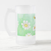 ハチミツフローラグリーン昆虫漫画文字 フロストグラスビールジョッキ (左)