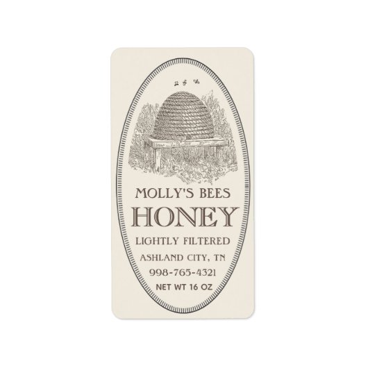 ハチミツヴィンテージ楕円縁ど住所 シール (正面)