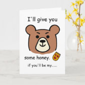 ハチミツ与えを頼むよバレンタインのクマ カード (黄色い花)