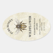 ハチミツ付きヴィンテージスタイルハチミツ 楕円形シール (正面)