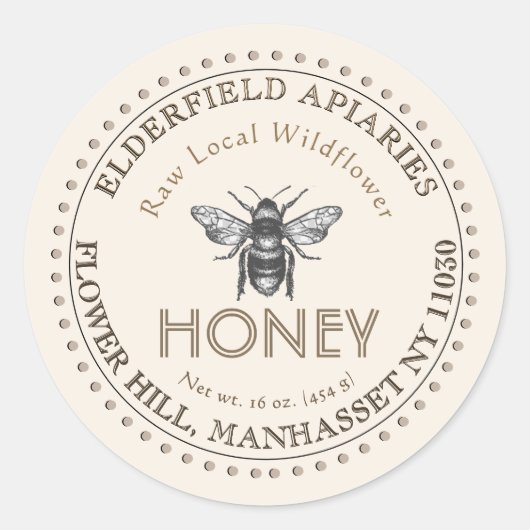 ハチミツ付きヴィンテージ点々のあるラ縁どベル ラウンドシール (正面)