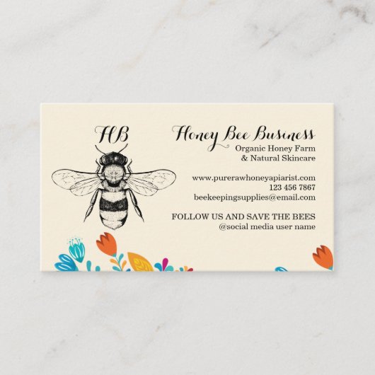 ハチミツ手描き花価格表 名刺 (正面)