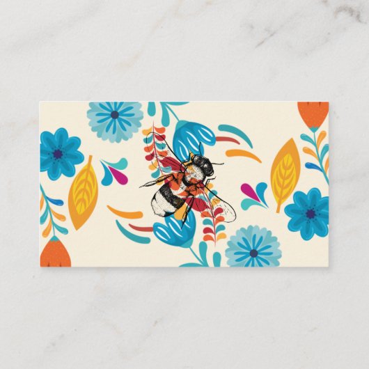ハチミツ手描き花 名刺 (裏面)