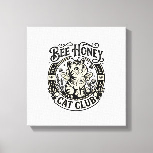 ハチミツ猫 楽しい猫 グラフィック - Bee Honey Cat Cl キャンバスプリント