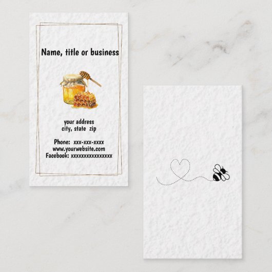 ハチミツ瓶とハニカム 名刺 (正面/裏面)