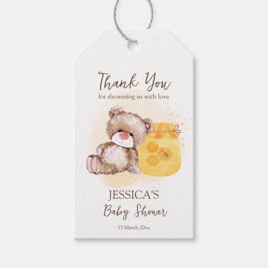 ハチミツ瓶テディベアbearly waitベビー ギフトタグ (正面)
