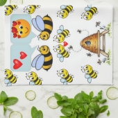 ハチミツ白黒飾りキッチンタオル キッチンタオル (折り畳み)