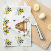 ハチミツ白黒飾りキッチンタオル キッチンタオル (四つ折り)