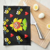 ハチミツ白黒飾りキッチンタオル キッチンタオル (四つ折り)