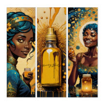 ハチミツ金ゴールド1 AcriiPrint®HD Triptych Wall Art