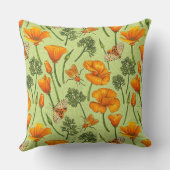 ハチミツ露のカリフォルニア産のケシと蛾 クッション (裏面)