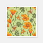 ハチミツ露のカリフォルニア産のケシと蛾 スタンダードカクテルナプキン (正面)