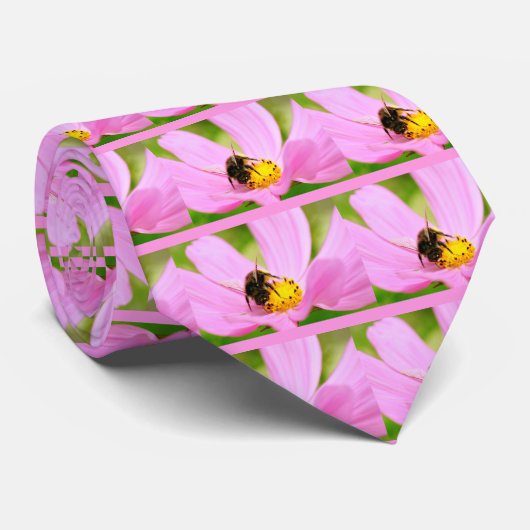 ハチミツ食べ物を与えのコスモスの花 ネクタイ (ロール)
