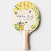 ハチミツ黄色の花モノグラム 卓球ラケット (裏面)