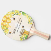 ハチミツ黄色の花モノグラム 卓球ラケット (横)