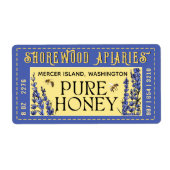 ハチミツ2インチx 3.75インチラベンダーとイエロービーラベル ラベル (正面)