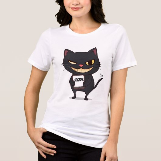 ハチミツ – ニヤニヤした黒猫カタストロフ トライブレンドＴシャツ (正面)