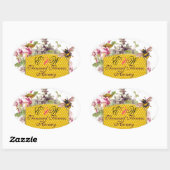 ハチミツ、ピンクのシクラメン花養蜂家モノグラム 楕円形シール (シート)