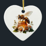 ハチミツ | Sweet Romantic Gift セラミックオーナメント<br><div class="desc">花とハチミツにかわいいミツバチ。ロマンチックな引用文、『蜂の私の蜂蜜』。 バレンタインデーの水彩愛アート。</div>