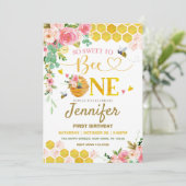 ハチミツSo Sweet to Bee One 1歳の誕生日 招待状 (スタンド正面)