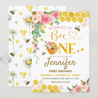 ハチミツSo Sweet to Bee One 1歳の誕生日 招待状