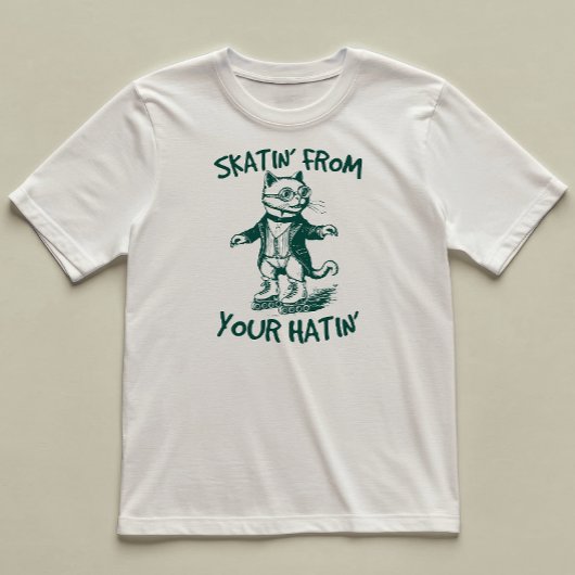 ハチン猫からスケートおもしろいを図解入りの、写真付きの楽しむ Tシャツ