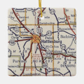 ハチースバーグMSヴィンテージの地図 セラミックオーナメント (正面)
