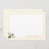 ハチ図解入りの、写真付きのの虫の名前六角形 ノートカード (正面/裏面)