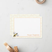 ハチ図解入りの、写真付きのの虫の名前六角形 ノートカード (正面/裏面インサイチュ)