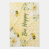 ハチ幸せででこぼこ蜂イエローハニカム夏 キッチンタオル (縦)