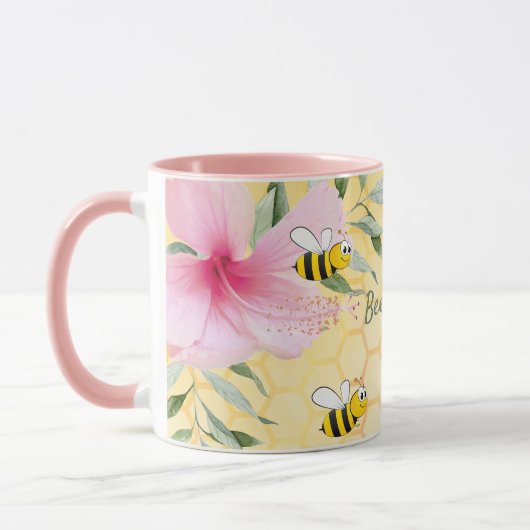 ハチ幸せででこぼこ蜂イエローハニカム夏 マグカップ (左)