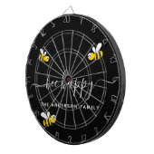 ハチ幸せでぶつぶつ蜂ブラックモノグラム ダーツボード (正面右)
