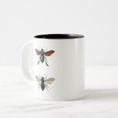 ハチ昆虫ヴィンテージイラストレーション ツートーンマグカップ (正面左)